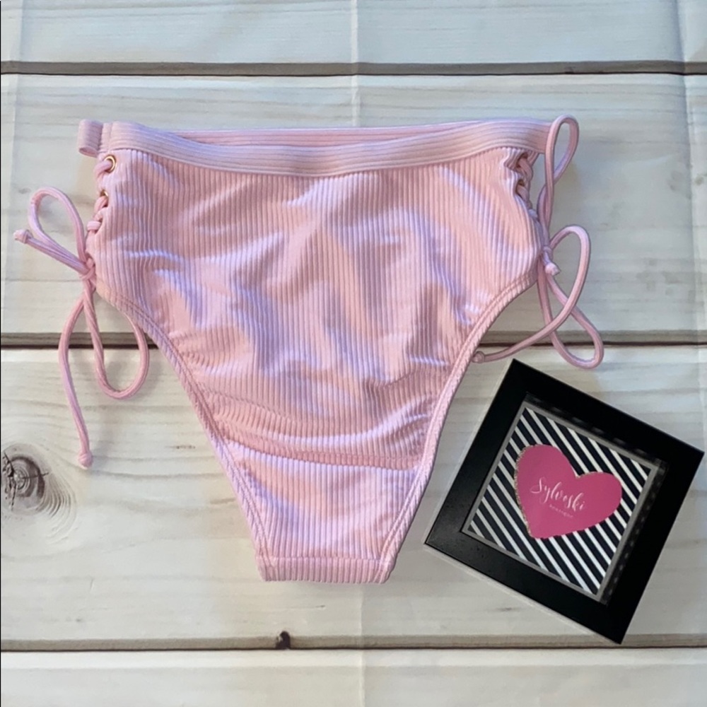 🌊LA Hearts Lace-Up High Rise Bikini Bottom - Picture 4 of 4